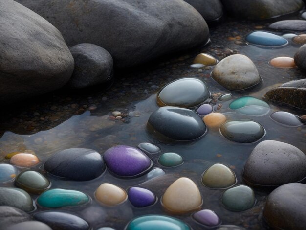 A beautiful looking down on smooth glassy colorful