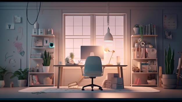 A beautiful looking office desk and professional color grading wall