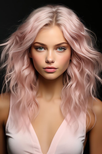 beautiful looks with big eyes in the style of matte photo light pink and beige soft edges