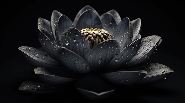 Beautiful lotus flower on a black backgroundgenerative ai