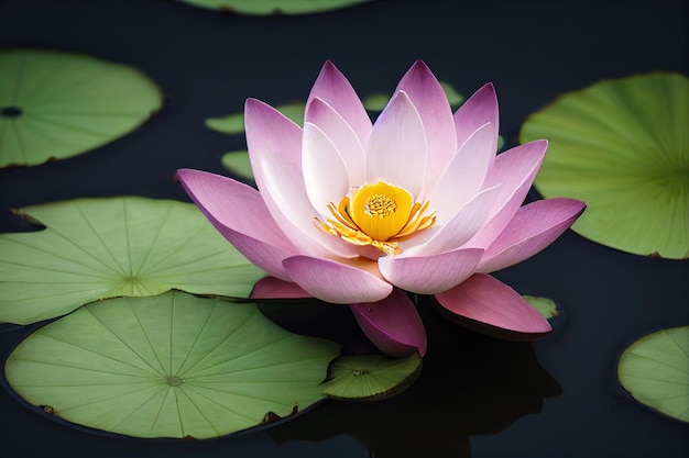 Beautiful lotus flower on river 3d illustrated