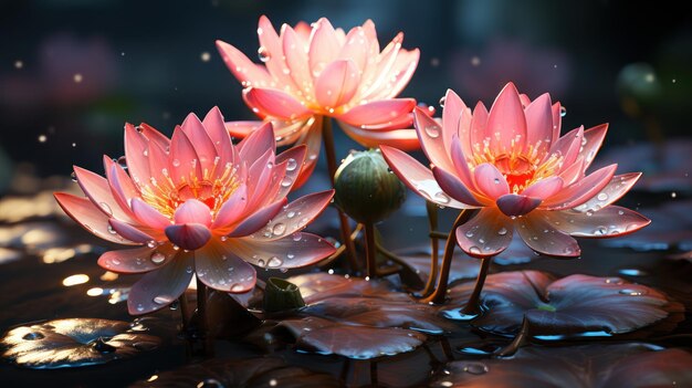 Photo beautiful lotus gracefully poised on dark backdrop uhd wallpaper