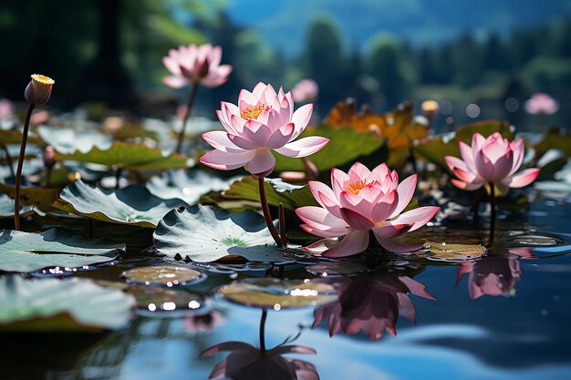 Beautiful Lotus on the Pond Artistry