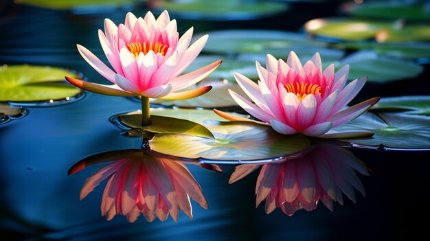 beautiful lotus water lily reflects tranquility and beauty