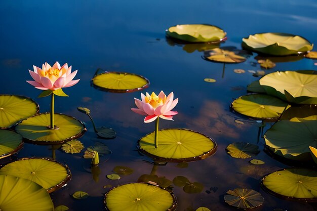 Beautiful lotus water surface pond chinese flower pink lotus lotus root wallpaper background