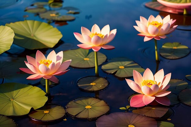 Beautiful lotus water surface pond chinese flower pink lotus lotus root wallpaper background