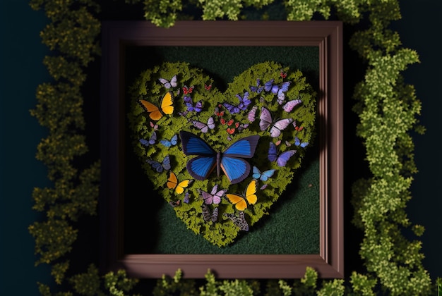 beautiful love size surrounded by butterflies, generative ai