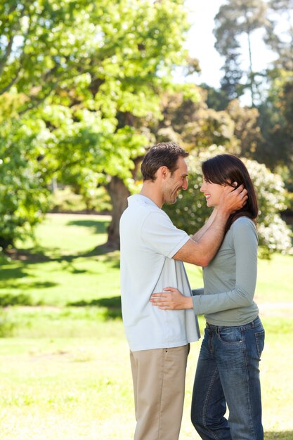 Beautiful lovers in the park