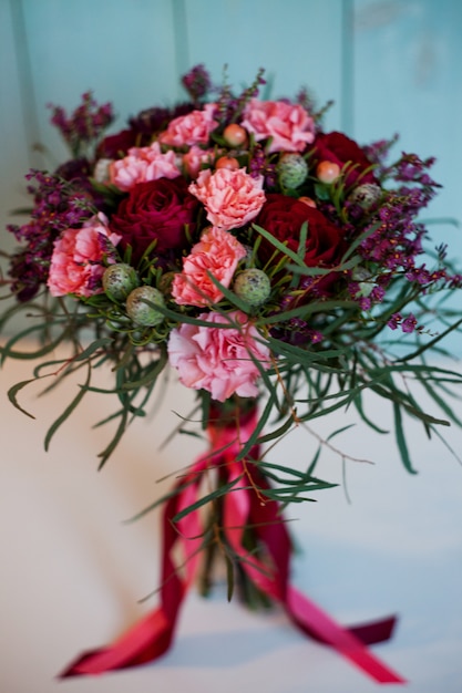 Beautiful lush bouquet with roses