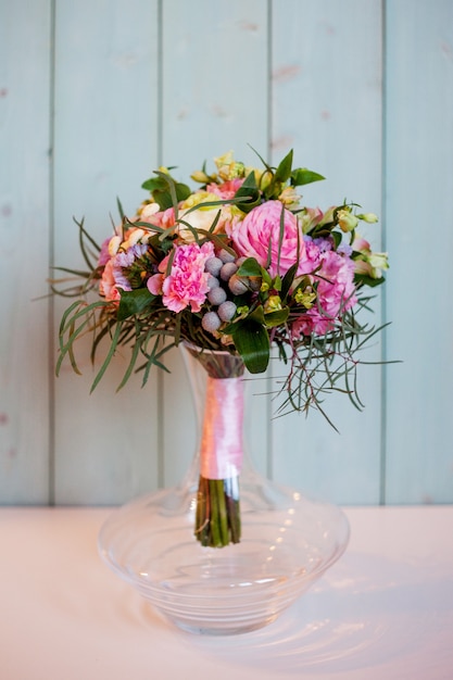 Beautiful lush bouquet with roses