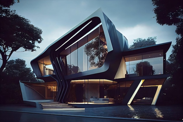 Beautiful luxurious house exterior Architecture study design Generative Ai