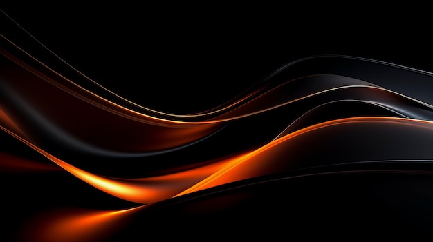 Photo beautiful luxury 3d modern abstract neon black with orange fire background composed o waves with li