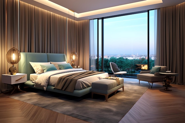 beautiful luxury bedroom suite in hotel