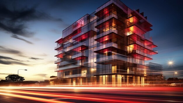 beautiful luxury buildings on the roads with color ful glasses