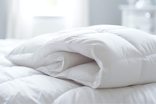 美しい高級な快適な白い枕とベッドの毛布 装飾 豪華な白い毛布