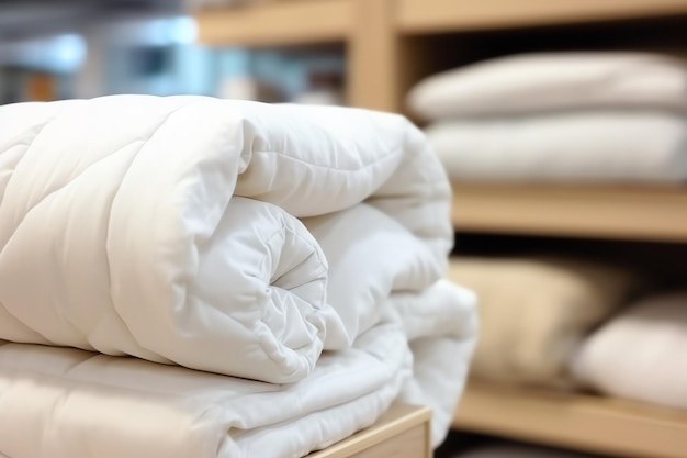 Bellissimo cuscino bianco confortevole di lusso e coperta sul letto decorazione coperta bianca di lusso