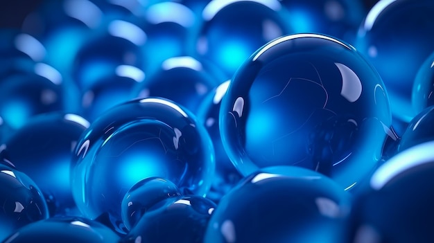 Beautiful luxury creative 3D modern abstract background consisting of light blue balls and spheres with light digital effect copy space