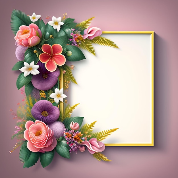 Beautiful luxury floral frame wallpaper with beautiful spring flowers