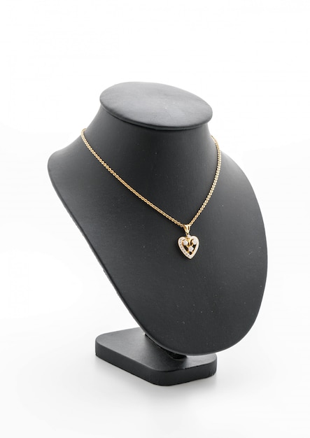 beautiful and luxury necklace on jewelry stand neck