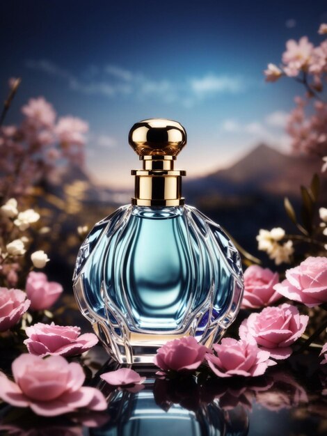 Beautiful and luxury perfume for man and women in a beautiful background