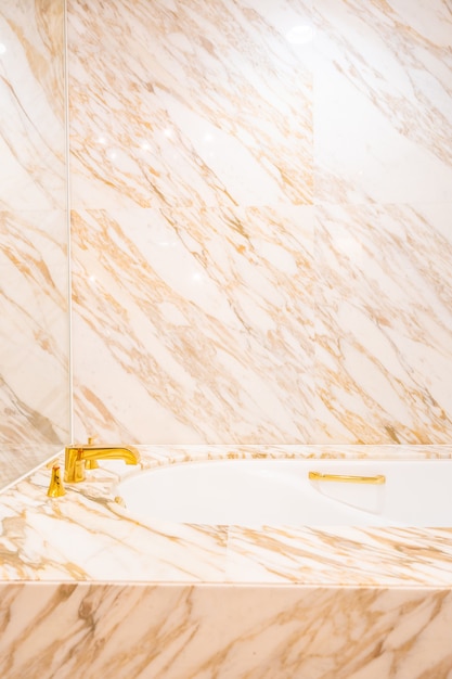 Beautiful luxury white bathtub and faucet