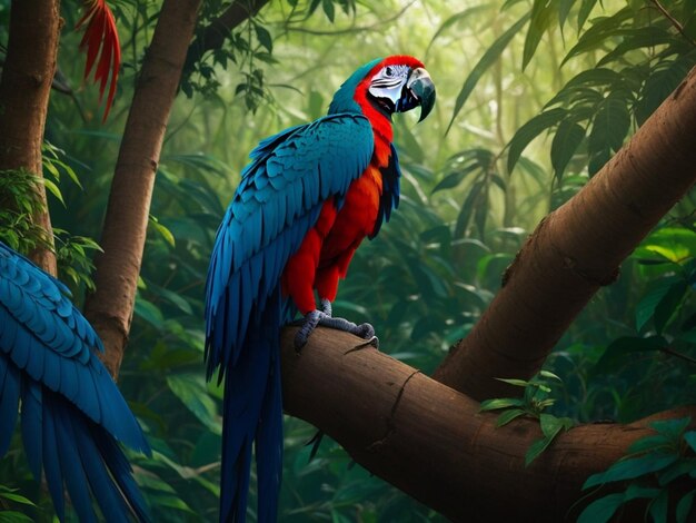 Photo a beautiful macaw in forest