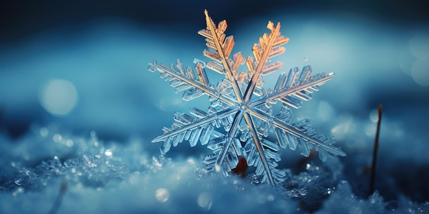 美しい雪花のマクロ写真 冬 高品質の写真 生成AI