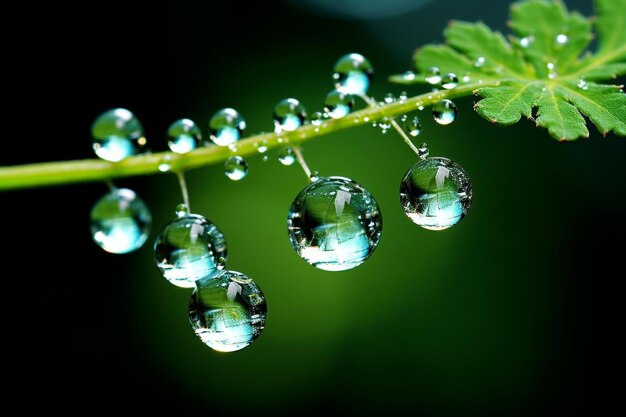 Beautiful macro plant with rain drops