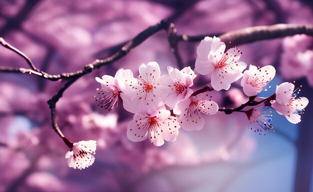 Beautiful macro of a white cherry blossom background 3D rendering