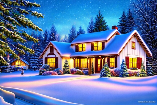 Beautiful magic christmas landscape