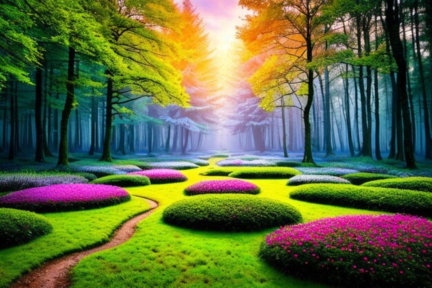 beautiful magic forest landscape