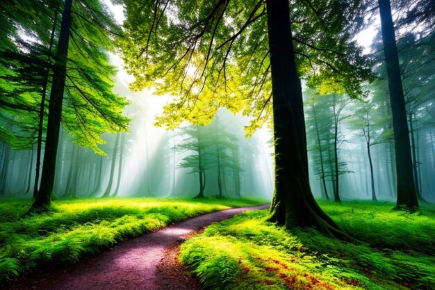 Beautiful magic forest landscape