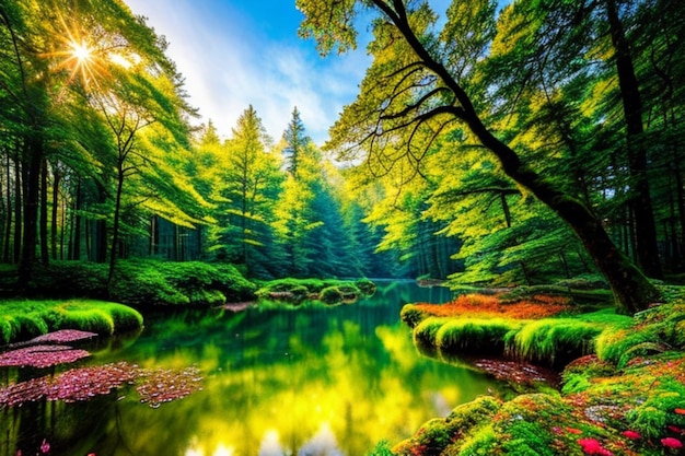 beautiful magic forest landscape