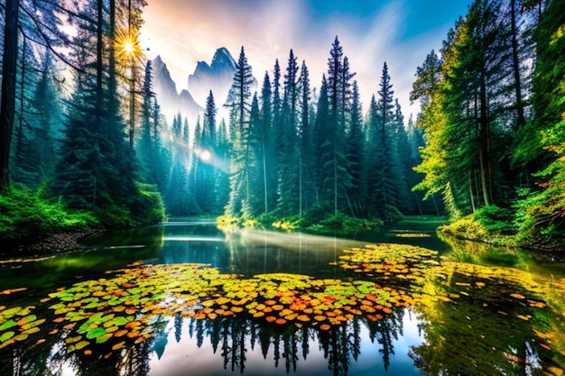 Фото Красивый волшебный лесной пейзаж
