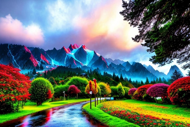 beautiful magic forest landscape