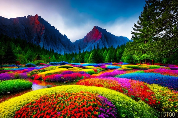 Photo beautiful magic forest landscape