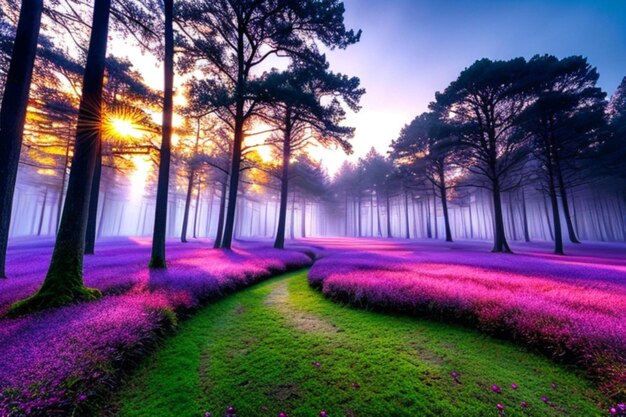 Beautiful magic forest landscape