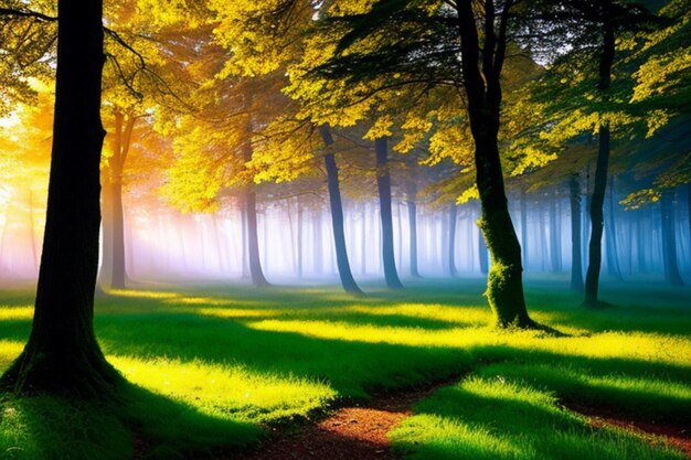 Beautiful magic forest landscape