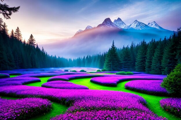 Beautiful magic forest landscape