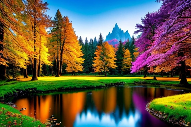 Photo beautiful magic forest landscape