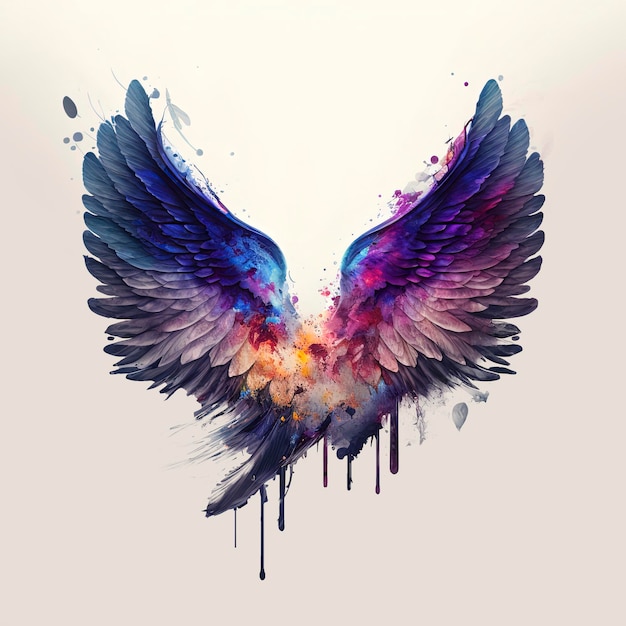 Beautiful magic watercolor wings