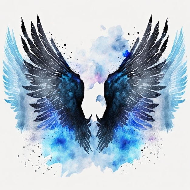 Beautiful magic watercolor wings