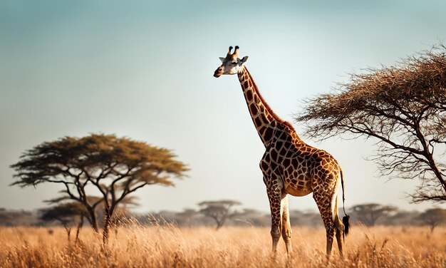 Beautiful and majestic standing giraffe