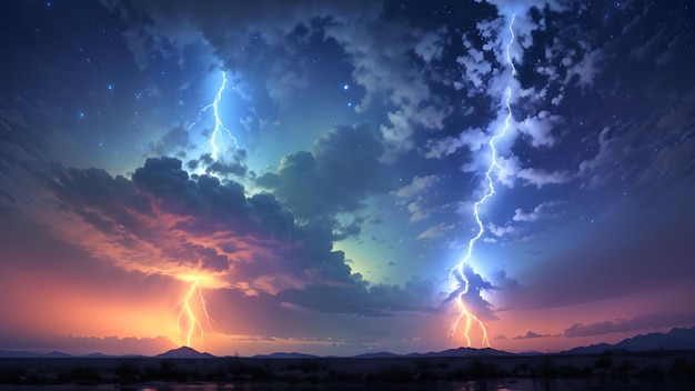 Photo beautiful majestic thunder scene for wallpaper