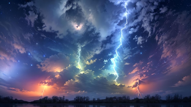 Beautiful majestic thunder scene for wallpaper