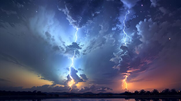Photo beautiful majestic thunder scene for wallpaper