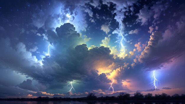 Beautiful majestic thunder scene for wallpaper