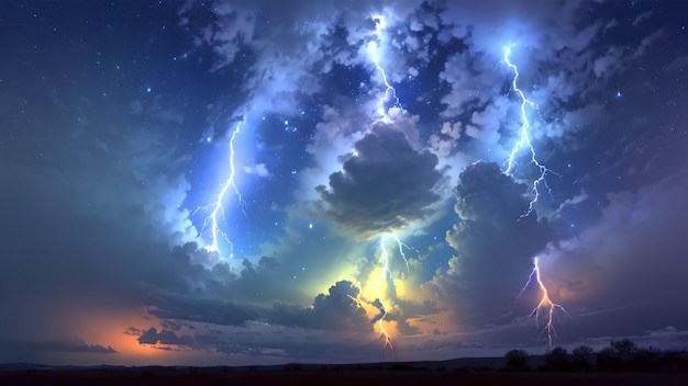 Photo beautiful majestic thunder scene for wallpaper