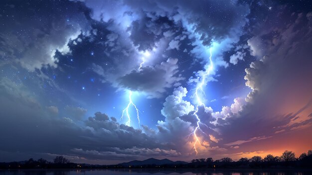 Photo beautiful majestic thunder scene for wallpaper