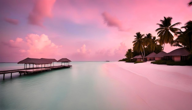 Beautiful Maldives travel destination soft dreamy hues national geographic Illustrations sunset